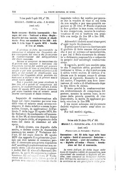 La Corte suprema di Roma raccolta periodica delle sentenze della Corte di cassazione di Roma