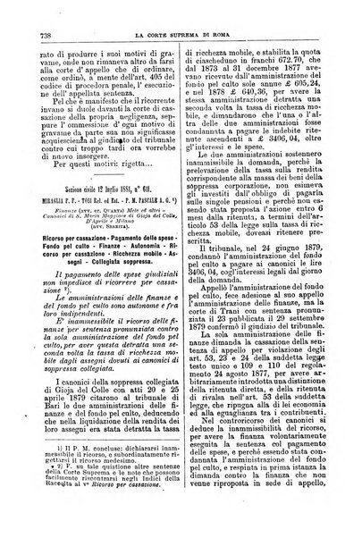 La Corte suprema di Roma raccolta periodica delle sentenze della Corte di cassazione di Roma