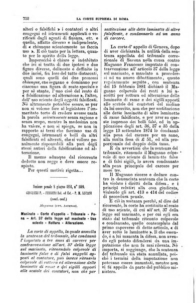 La Corte suprema di Roma raccolta periodica delle sentenze della Corte di cassazione di Roma