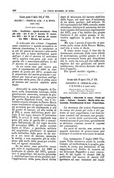 La Corte suprema di Roma raccolta periodica delle sentenze della Corte di cassazione di Roma