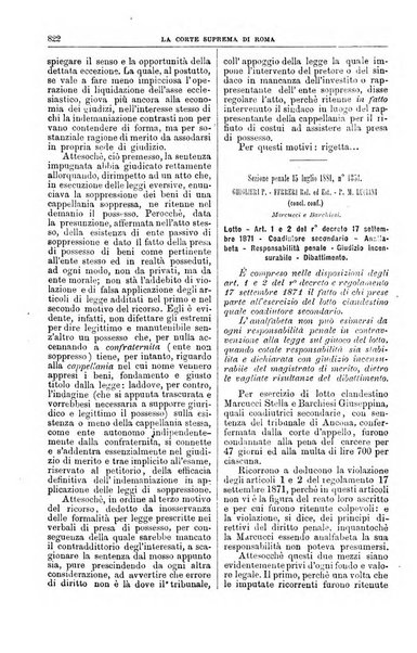 La Corte suprema di Roma raccolta periodica delle sentenze della Corte di cassazione di Roma