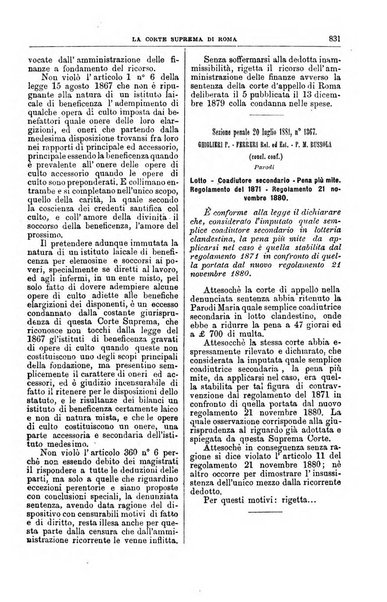 La Corte suprema di Roma raccolta periodica delle sentenze della Corte di cassazione di Roma