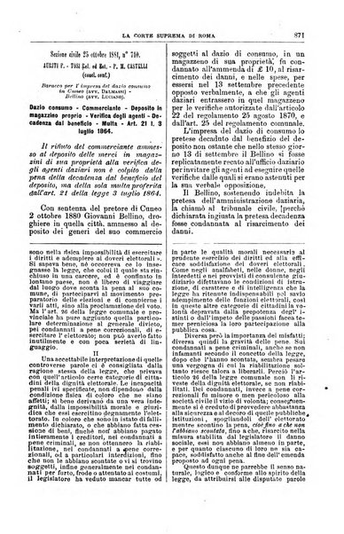 La Corte suprema di Roma raccolta periodica delle sentenze della Corte di cassazione di Roma