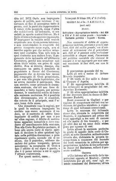 La Corte suprema di Roma raccolta periodica delle sentenze della Corte di cassazione di Roma