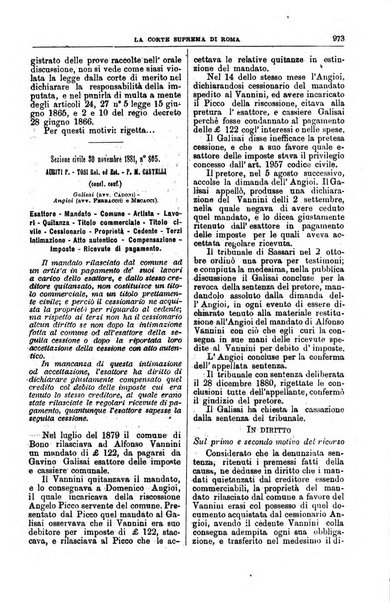 La Corte suprema di Roma raccolta periodica delle sentenze della Corte di cassazione di Roma