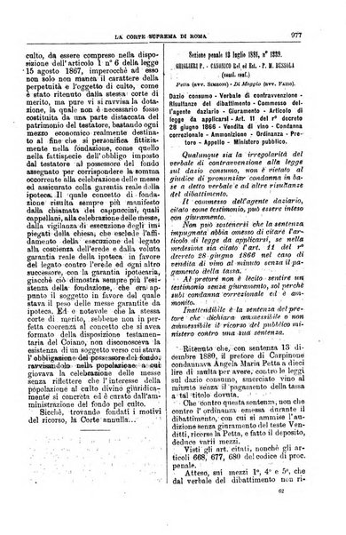 La Corte suprema di Roma raccolta periodica delle sentenze della Corte di cassazione di Roma