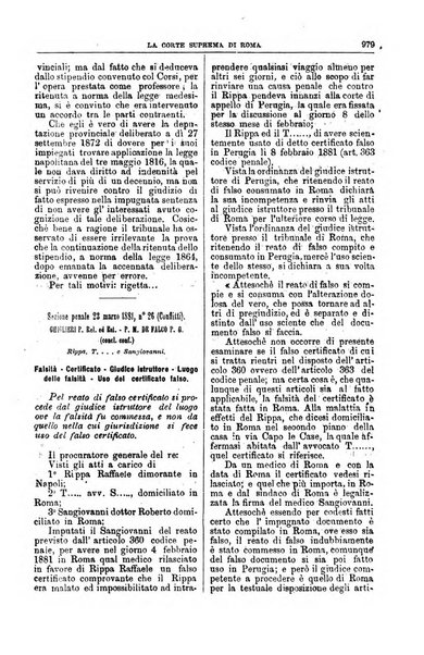 La Corte suprema di Roma raccolta periodica delle sentenze della Corte di cassazione di Roma