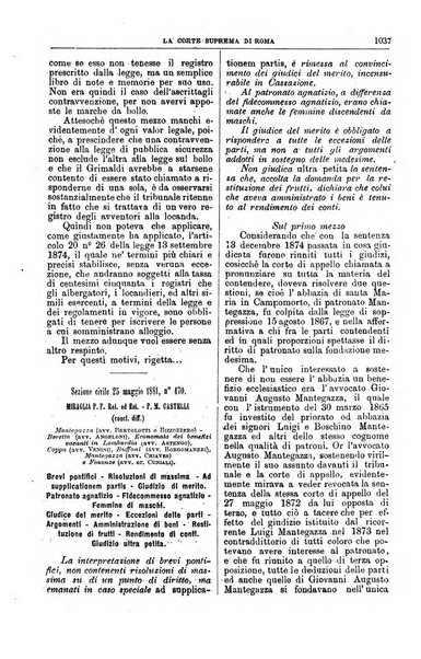 La Corte suprema di Roma raccolta periodica delle sentenze della Corte di cassazione di Roma