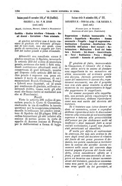 La Corte suprema di Roma raccolta periodica delle sentenze della Corte di cassazione di Roma