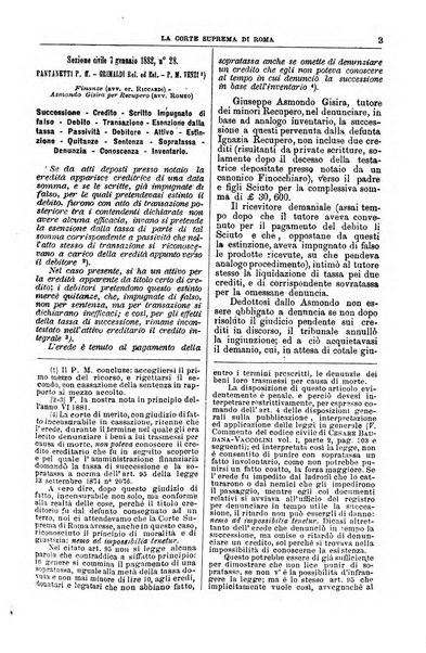 La Corte suprema di Roma raccolta periodica delle sentenze della Corte di cassazione di Roma