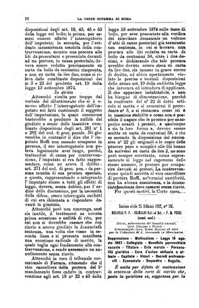 La Corte suprema di Roma raccolta periodica delle sentenze della Corte di cassazione di Roma