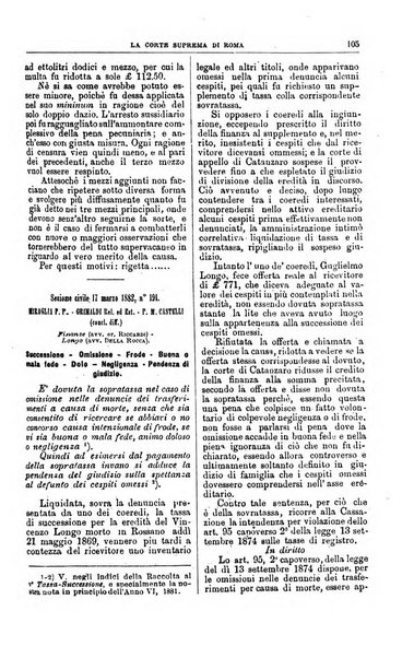 La Corte suprema di Roma raccolta periodica delle sentenze della Corte di cassazione di Roma