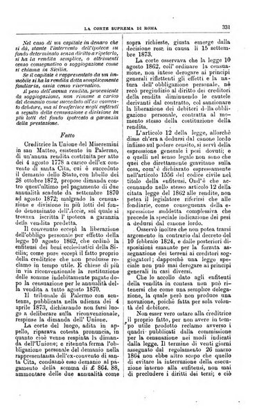 La Corte suprema di Roma raccolta periodica delle sentenze della Corte di cassazione di Roma