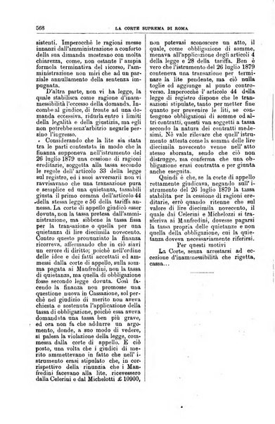 La Corte suprema di Roma raccolta periodica delle sentenze della Corte di cassazione di Roma