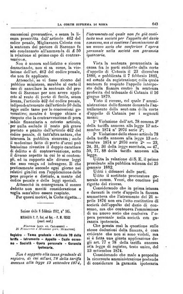 La Corte suprema di Roma raccolta periodica delle sentenze della Corte di cassazione di Roma