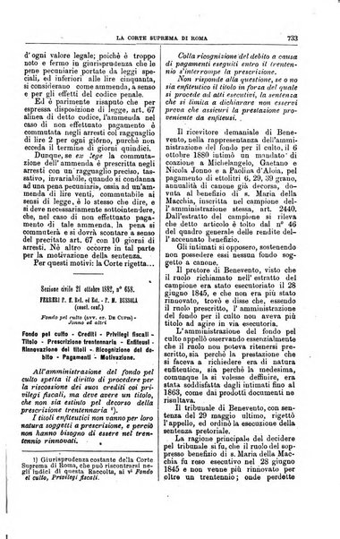 La Corte suprema di Roma raccolta periodica delle sentenze della Corte di cassazione di Roma