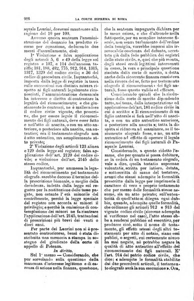 La Corte suprema di Roma raccolta periodica delle sentenze della Corte di cassazione di Roma