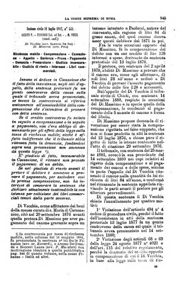 La Corte suprema di Roma raccolta periodica delle sentenze della Corte di cassazione di Roma