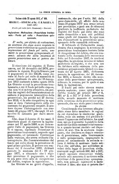 La Corte suprema di Roma raccolta periodica delle sentenze della Corte di cassazione di Roma