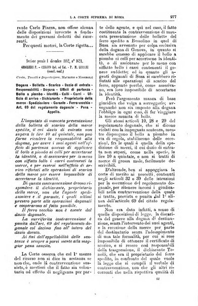 La Corte suprema di Roma raccolta periodica delle sentenze della Corte di cassazione di Roma