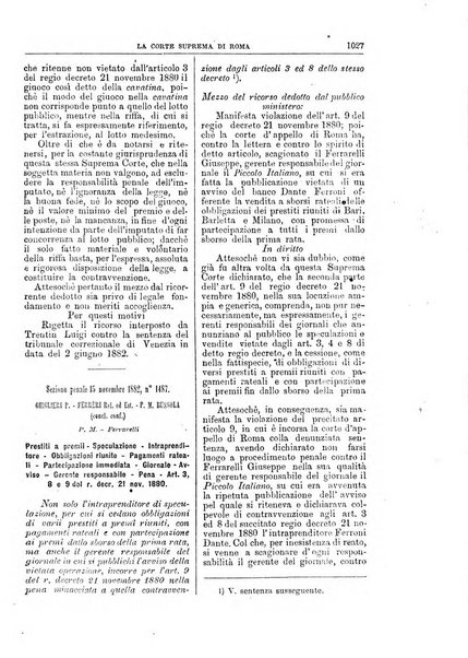 La Corte suprema di Roma raccolta periodica delle sentenze della Corte di cassazione di Roma