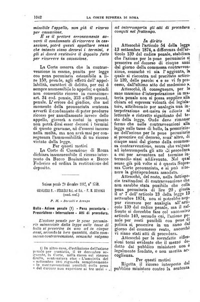 La Corte suprema di Roma raccolta periodica delle sentenze della Corte di cassazione di Roma