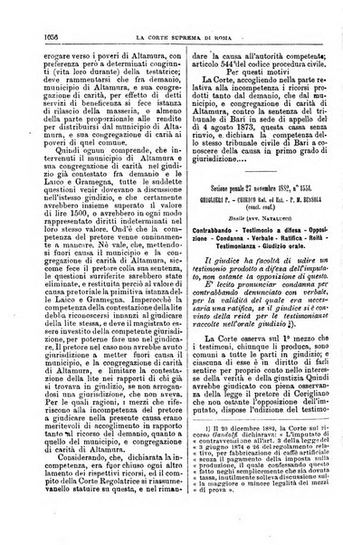 La Corte suprema di Roma raccolta periodica delle sentenze della Corte di cassazione di Roma