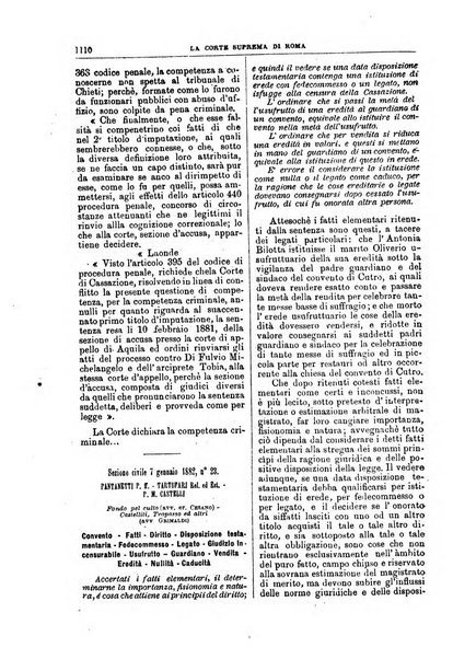 La Corte suprema di Roma raccolta periodica delle sentenze della Corte di cassazione di Roma