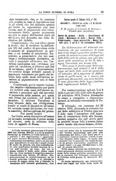 La Corte suprema di Roma raccolta periodica delle sentenze della Corte di cassazione di Roma