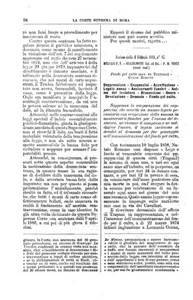 La Corte suprema di Roma raccolta periodica delle sentenze della Corte di cassazione di Roma