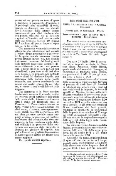 La Corte suprema di Roma raccolta periodica delle sentenze della Corte di cassazione di Roma