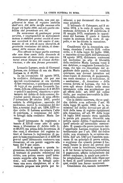 La Corte suprema di Roma raccolta periodica delle sentenze della Corte di cassazione di Roma