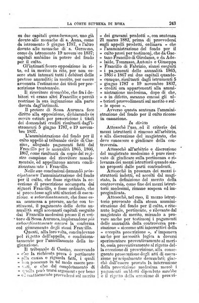 La Corte suprema di Roma raccolta periodica delle sentenze della Corte di cassazione di Roma