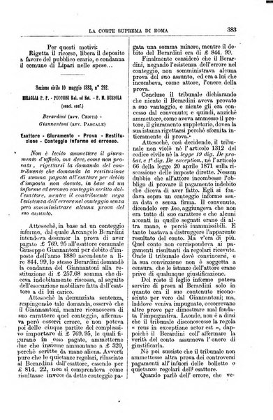 La Corte suprema di Roma raccolta periodica delle sentenze della Corte di cassazione di Roma