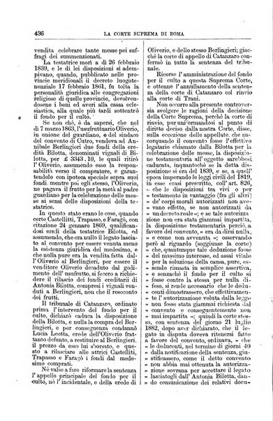 La Corte suprema di Roma raccolta periodica delle sentenze della Corte di cassazione di Roma