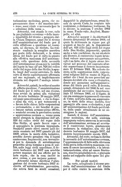 La Corte suprema di Roma raccolta periodica delle sentenze della Corte di cassazione di Roma