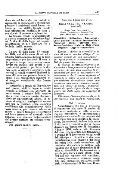 La Corte suprema di Roma raccolta periodica delle sentenze della Corte di cassazione di Roma