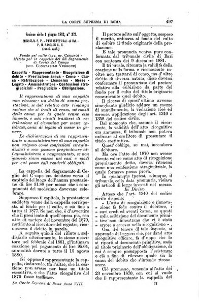 La Corte suprema di Roma raccolta periodica delle sentenze della Corte di cassazione di Roma