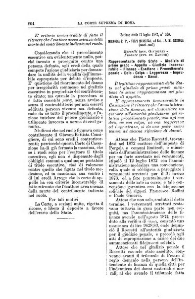 La Corte suprema di Roma raccolta periodica delle sentenze della Corte di cassazione di Roma