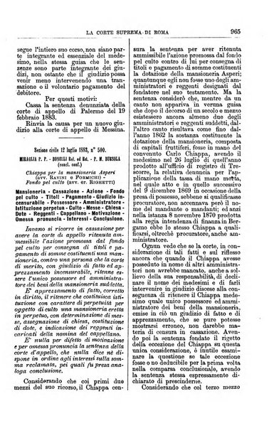 La Corte suprema di Roma raccolta periodica delle sentenze della Corte di cassazione di Roma