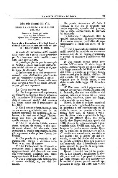 La Corte suprema di Roma raccolta periodica delle sentenze della Corte di cassazione di Roma