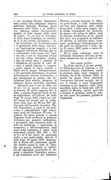 La Corte suprema di Roma raccolta periodica delle sentenze della Corte di cassazione di Roma