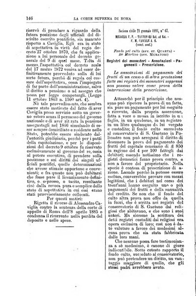 La Corte suprema di Roma raccolta periodica delle sentenze della Corte di cassazione di Roma