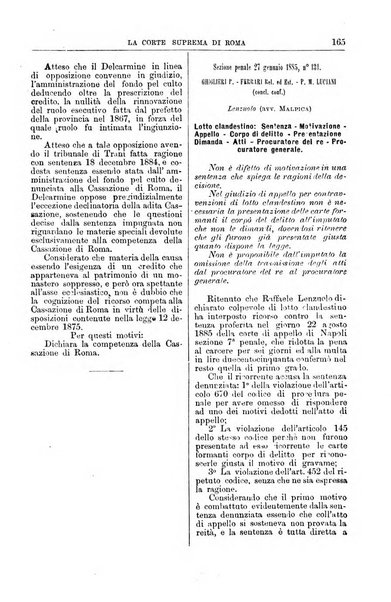 La Corte suprema di Roma raccolta periodica delle sentenze della Corte di cassazione di Roma