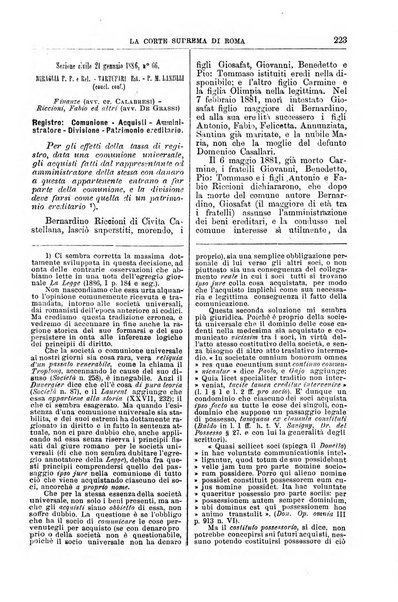 La Corte suprema di Roma raccolta periodica delle sentenze della Corte di cassazione di Roma