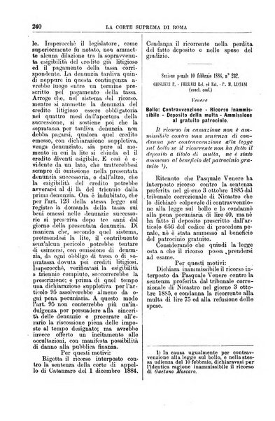 La Corte suprema di Roma raccolta periodica delle sentenze della Corte di cassazione di Roma