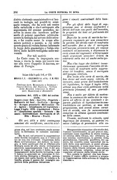 La Corte suprema di Roma raccolta periodica delle sentenze della Corte di cassazione di Roma