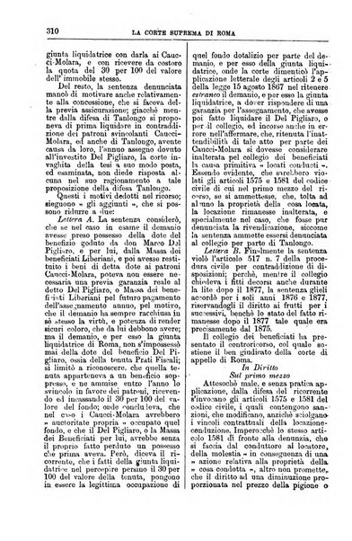 La Corte suprema di Roma raccolta periodica delle sentenze della Corte di cassazione di Roma