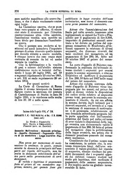 La Corte suprema di Roma raccolta periodica delle sentenze della Corte di cassazione di Roma