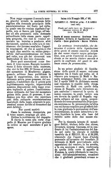 La Corte suprema di Roma raccolta periodica delle sentenze della Corte di cassazione di Roma